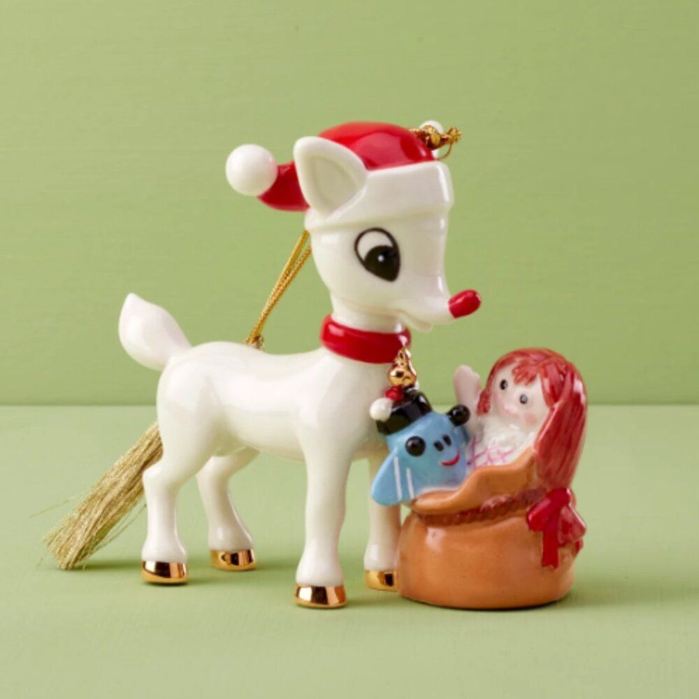 Lenox Rudolph The Red-Nosed Reindeer Ornament Porcelain 24K Gold Accents